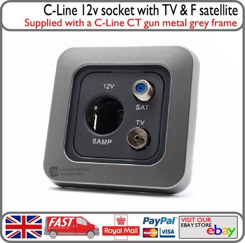 Line metal grey 12v socket - grey,